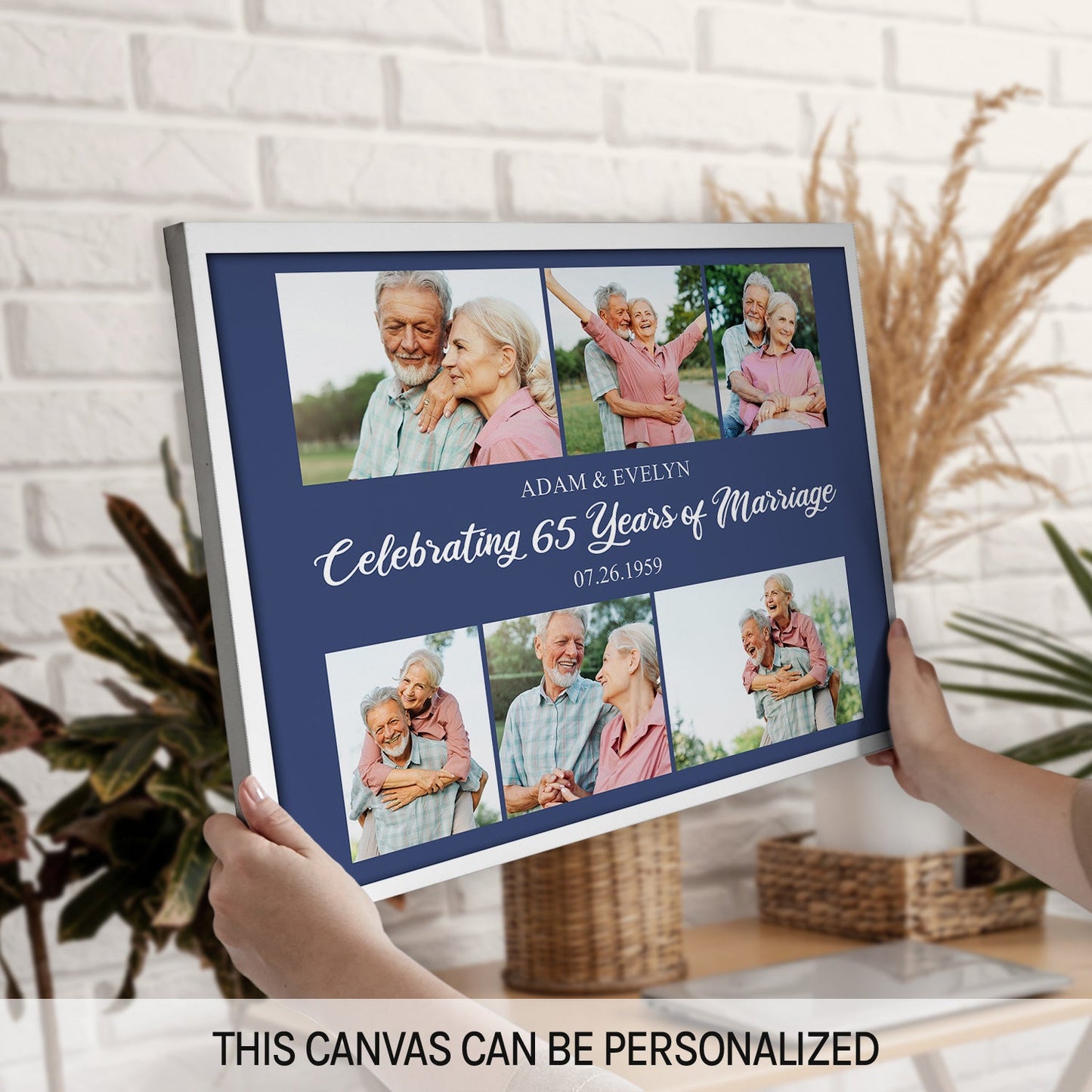 Celebrating 65 Years Of Marriage - Personalized 65 Year Anniversary gift For Parents - Custom Canvas Print - MyMindfulGifts