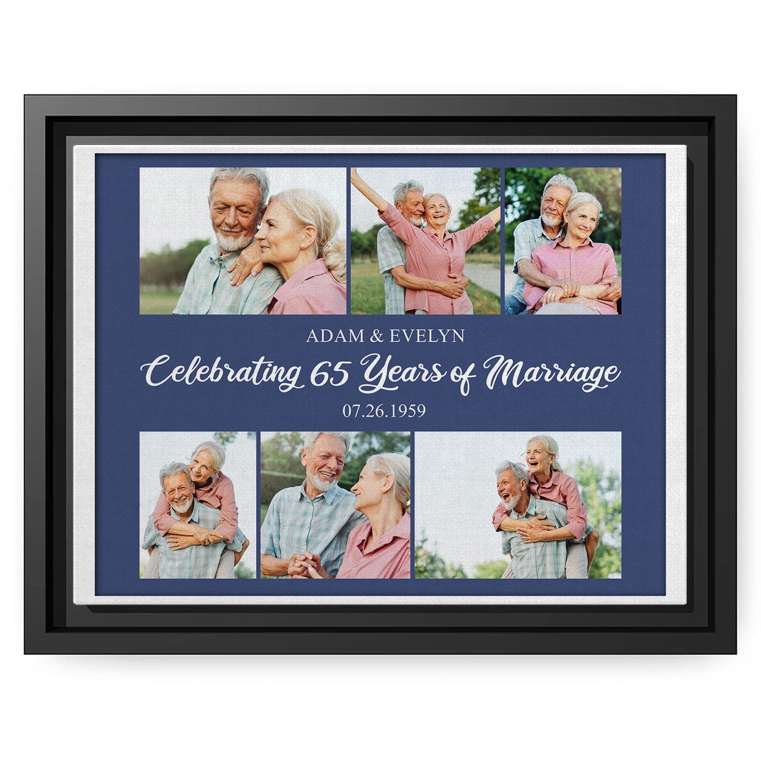 Celebrating 65 Years Of Marriage - Personalized 65 Year Anniversary gift For Parents - Custom Canvas Print - MyMindfulGifts