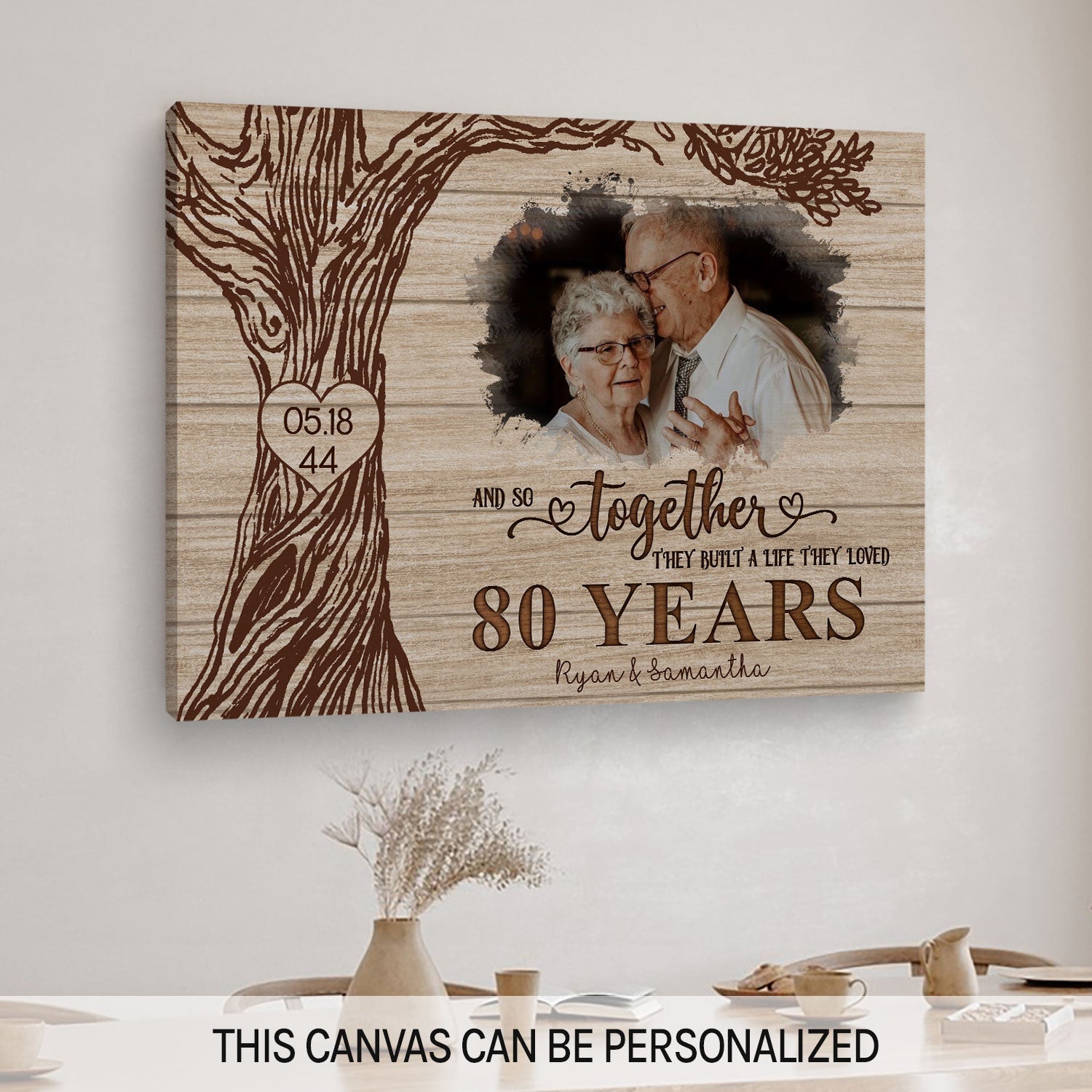 They Built The Life They Loved - Personalized 80 Year Anniversary gift For Parents - Custom Canvas Print - MyMindfulGifts