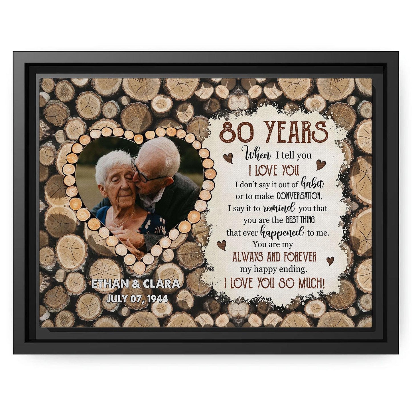 80 Years - Personalized 80 Year Anniversary gift For Parents - Custom Canvas Print - MyMindfulGifts