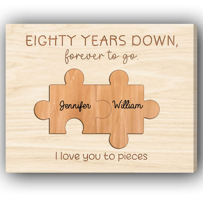 Eighty Years Down, Forever To Go - Personalized 80 Year Anniversary gift For Parents - Custom Canvas Print - MyMindfulGifts
