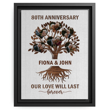 Our Love Will Last Forever - Personalized 80 Year Anniversary gift For Parents - Custom Canvas Print - MyMindfulGifts