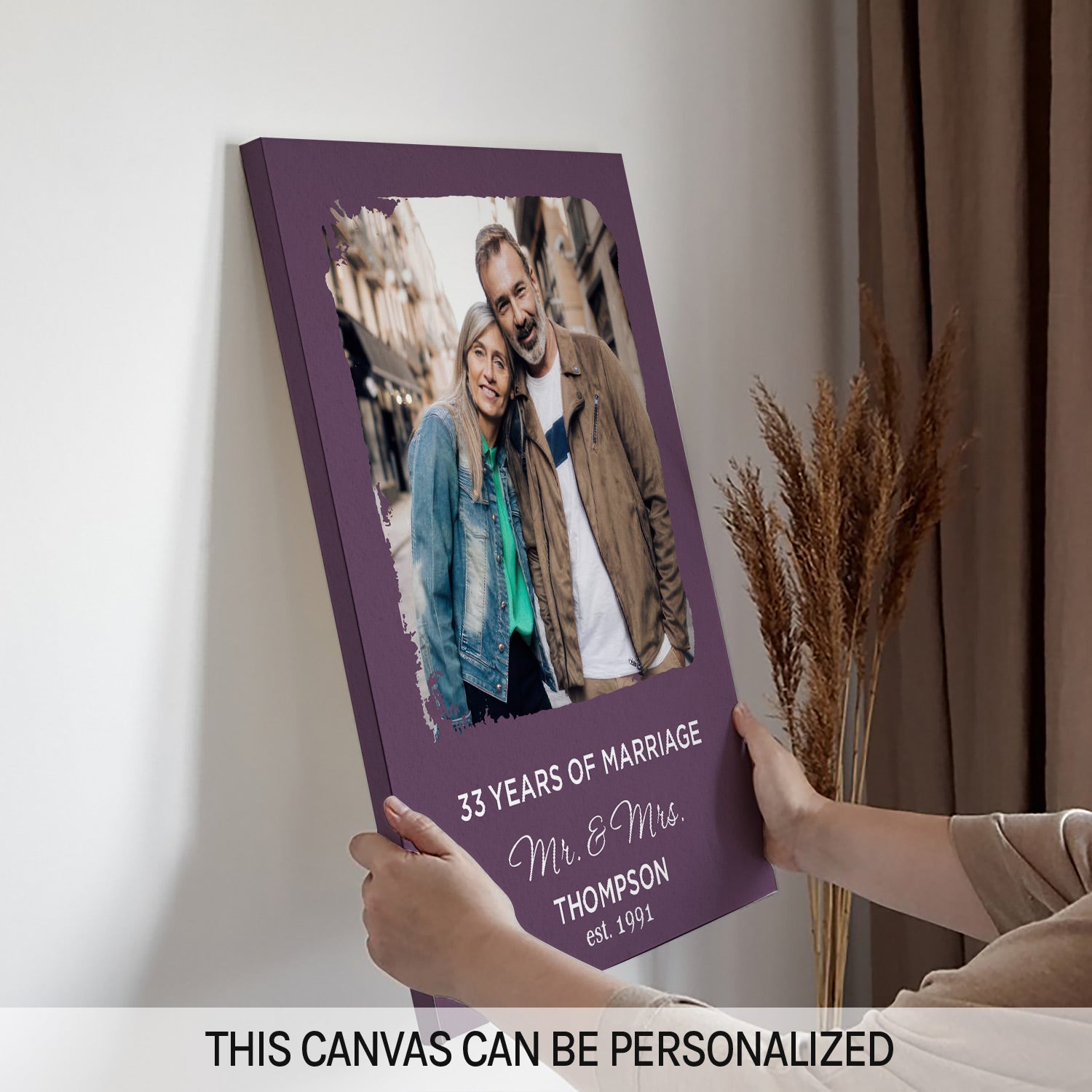 33 Years Of Marriage - Personalized 33 Year Anniversary gift For Parents - Custom Canvas Print - MyMindfulGifts