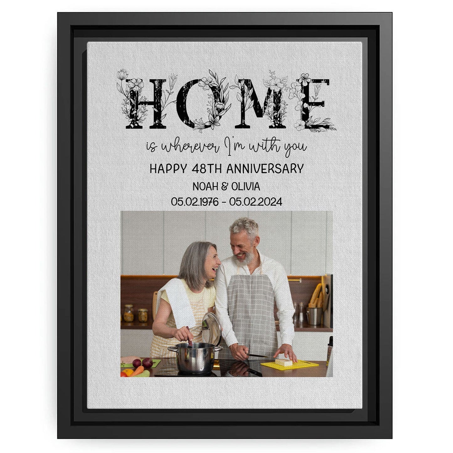 Home Is Wherever I'm With You - Personalized 48 Year Anniversary gift For Husband or Wife - Custom Canvas Print - MyMindfulGifts