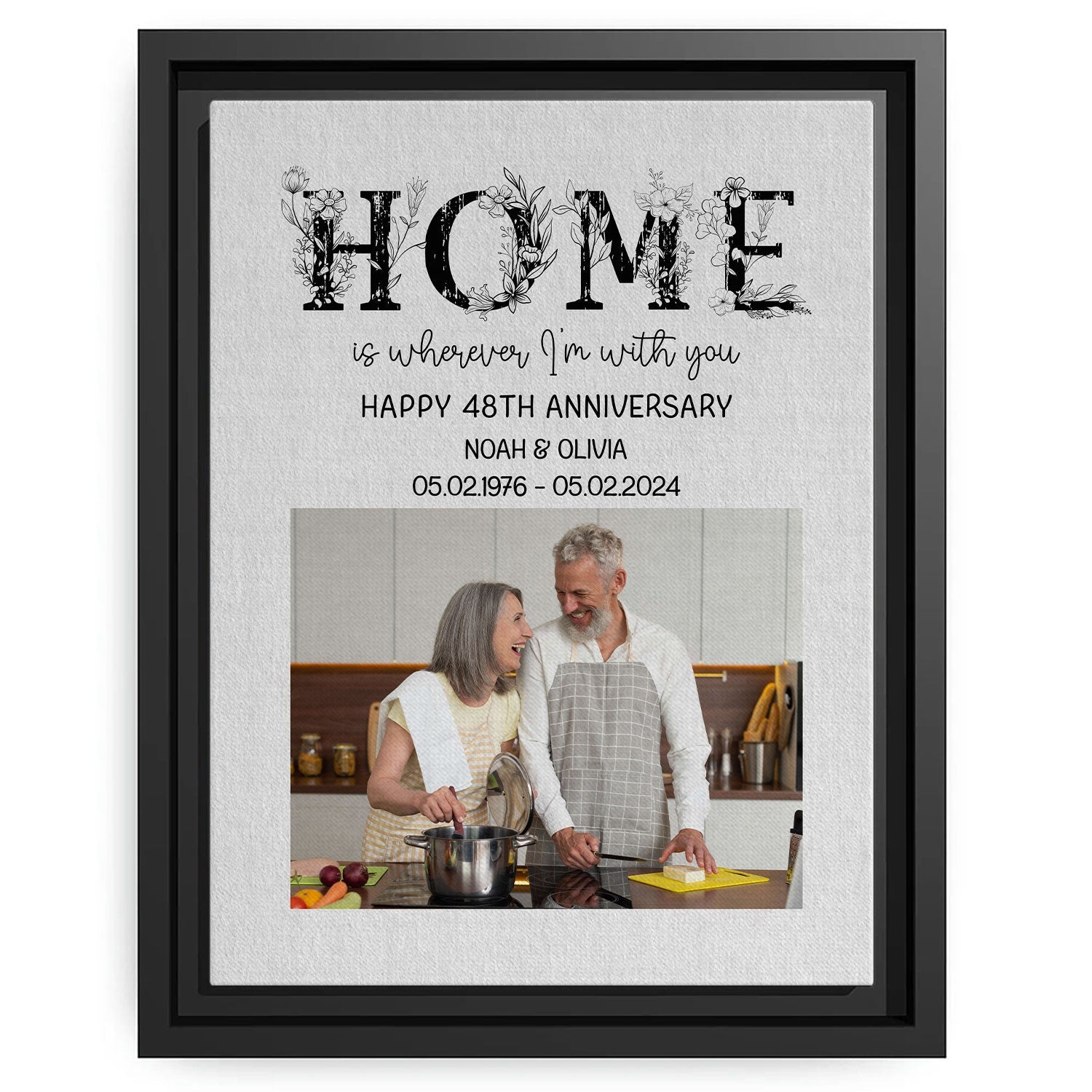 Home Is Wherever I'm With You - Personalized 48 Year Anniversary gift For Husband or Wife - Custom Canvas Print - MyMindfulGifts