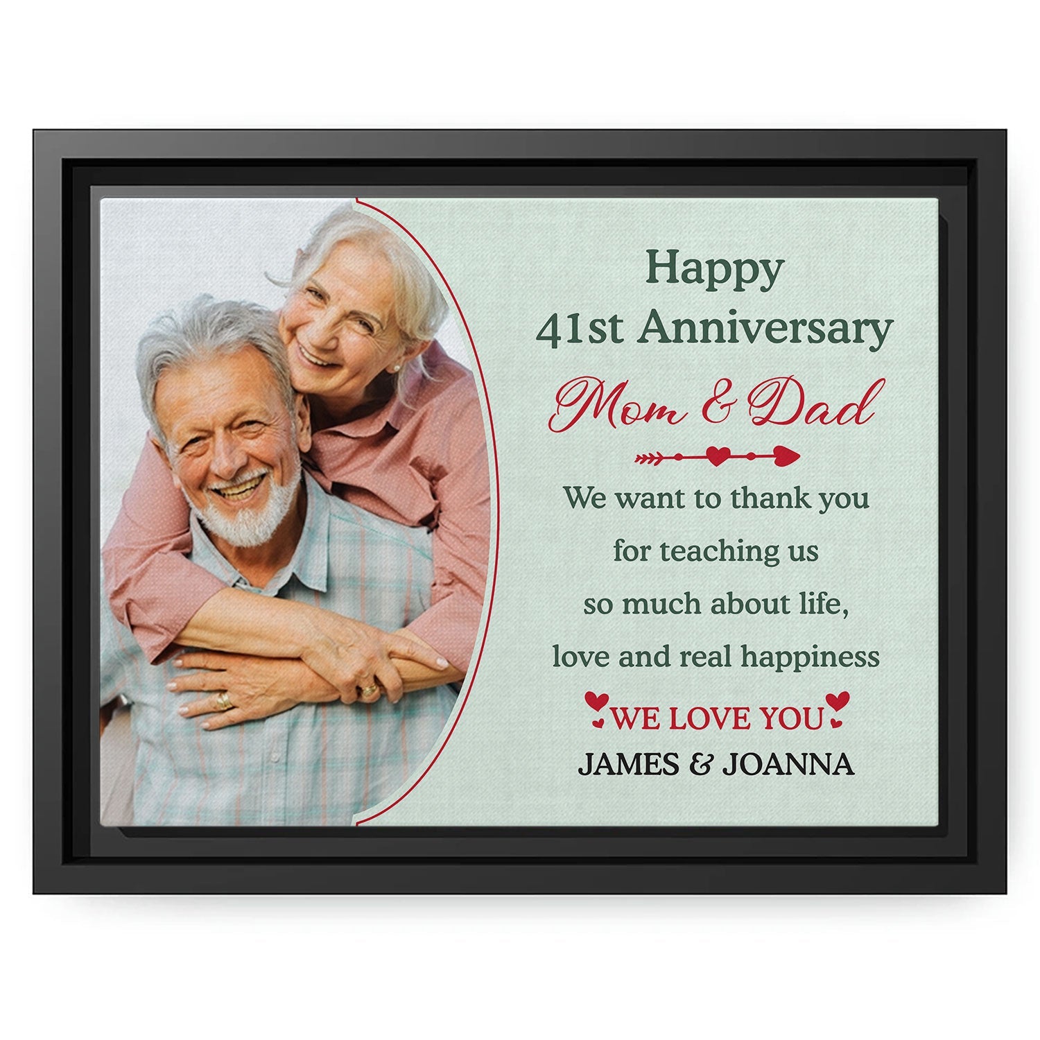 Happy 41st Anniversary - Personalized 41 Year Anniversary gift For Parents - Custom Canvas Print - MyMindfulGifts