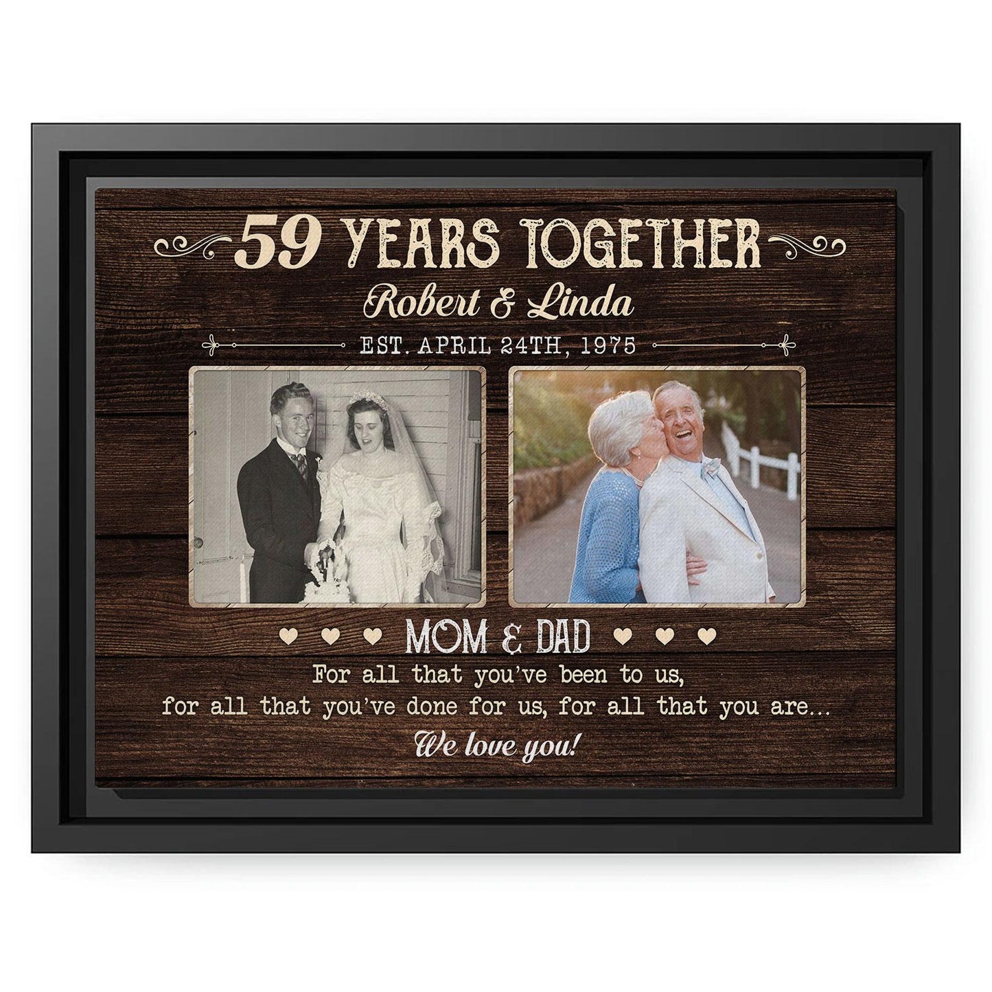 59 Years Together - Personalized 59 Year Anniversary gift For Parents - Custom Canvas Print - MyMindfulGifts