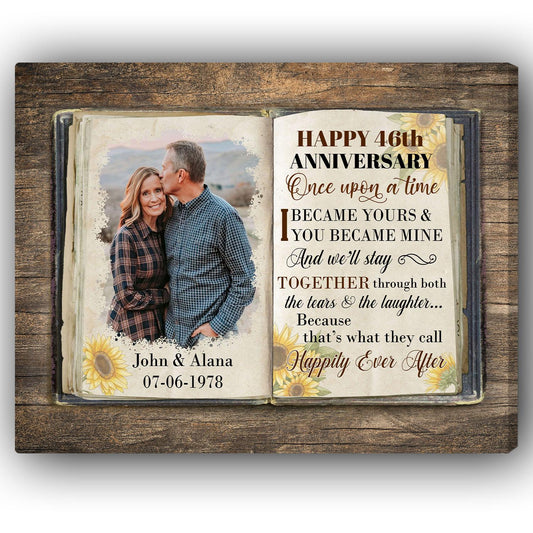 Happy 46th Anniversary - Personalized 46 Year Anniversary gift For Parents, Husband or Wife - Custom Canvas Print - MyMindfulGifts