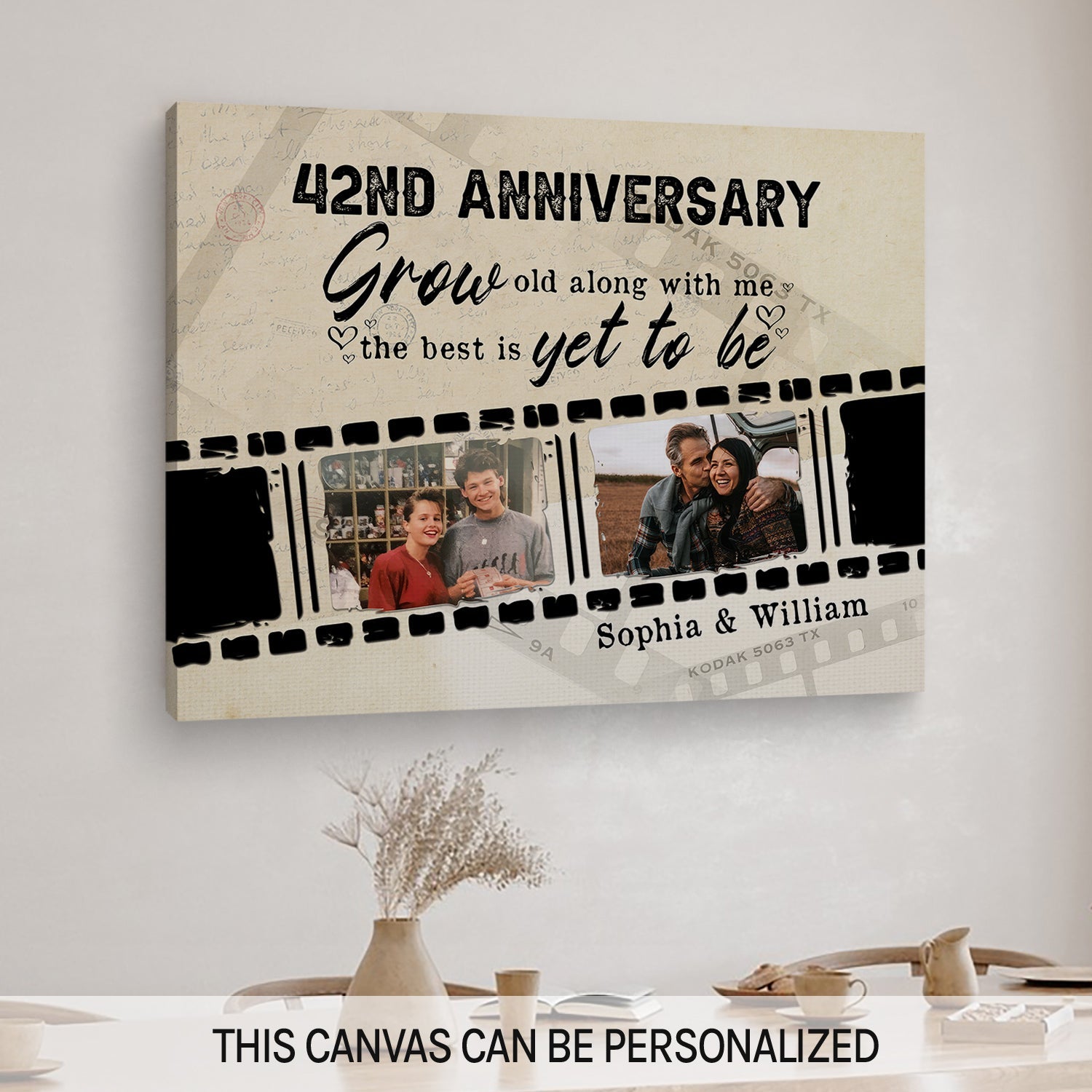 42nd Anniversary - Personalized 42 Year Anniversary gift For Parents, Husband or Wife - Custom Canvas Print - MyMindfulGifts