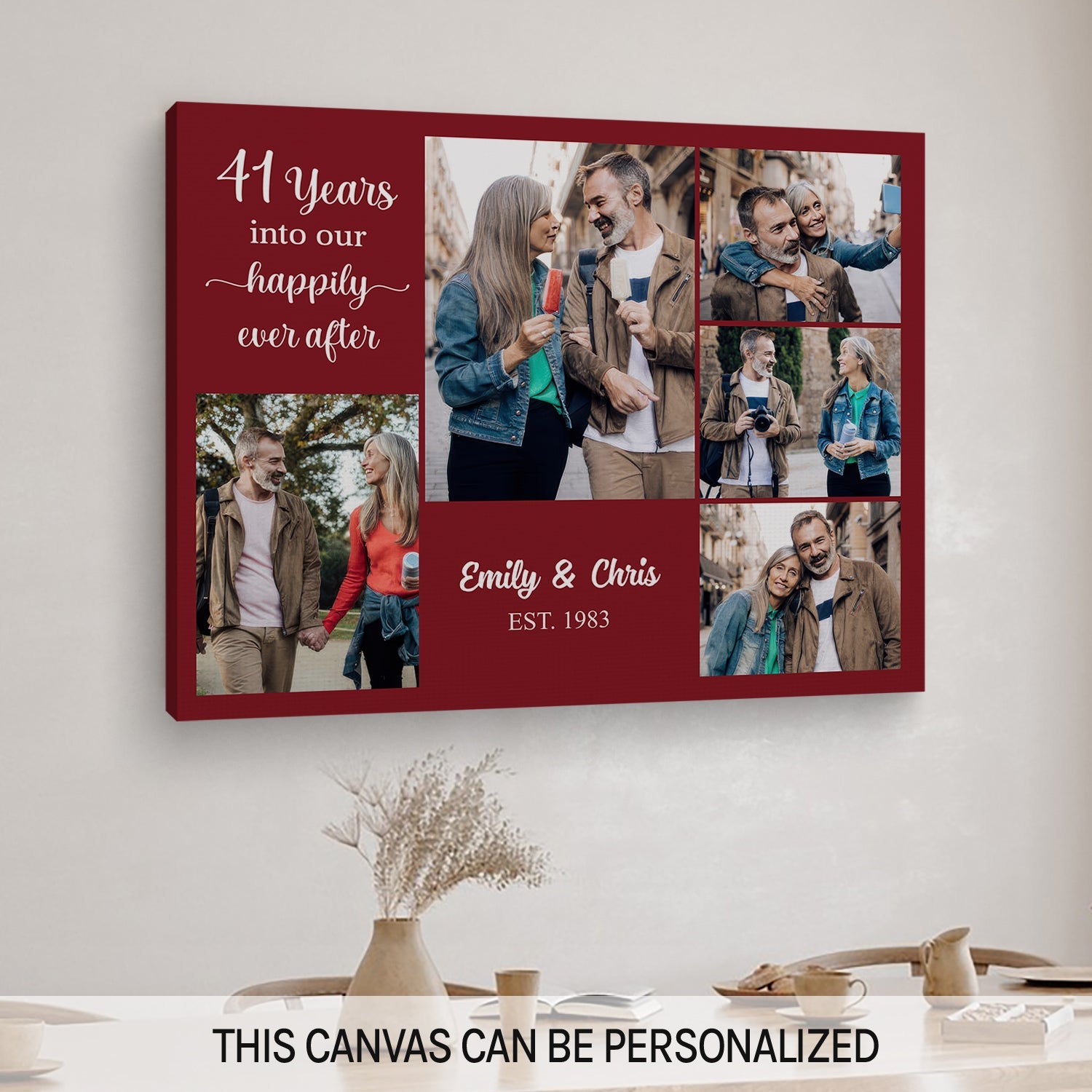 41 Years Into Our Happily Ever After - Personalized 41 Year Anniversary gift For Parents, Husband or Wife - Custom Canvas Print - MyMindfulGifts