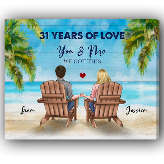 31 Years Of Love - Personalized 31 Year Anniversary gift For Husband or Wife - Custom Canvas Print - MyMindfulGifts