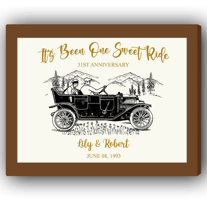 It's Been One Sweet Ride - Personalized 31 Year Anniversary gift For Parents - Custom Canvas Print - MyMindfulGifts