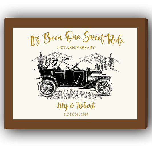 It's Been One Sweet Ride - Personalized 31 Year Anniversary gift For Parents - Custom Canvas Print - MyMindfulGifts