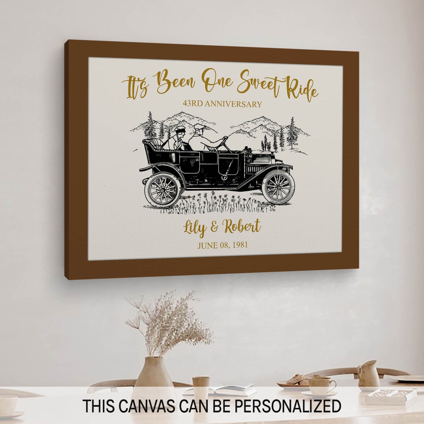 It's Been One Sweet Ride - Personalized 43 Year Anniversary gift For Parents - Custom Canvas Print - MyMindfulGifts
