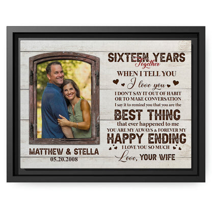 Sixteen Years Together - Personalized 16 Year Anniversary gift For Husband or Wife - Custom Canvas Print - MyMindfulGifts
