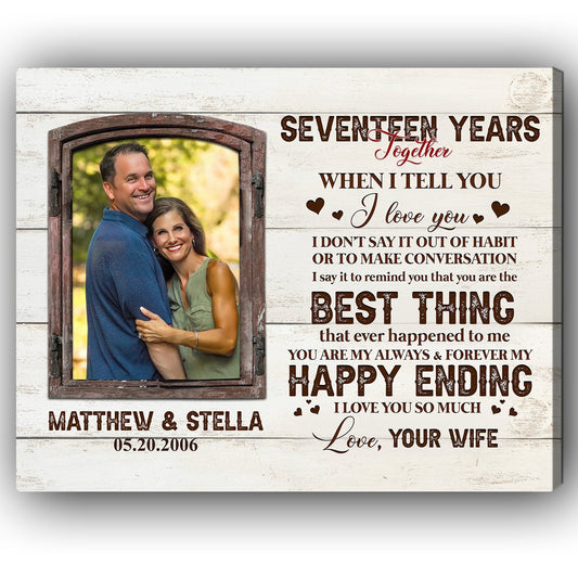 Seventeen Years Together - Personalized 17 Year Anniversary gift For Husband or Wife - Custom Canvas Print - MyMindfulGifts