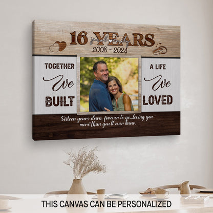 16 Years - Personalized 16 Year Anniversary gift For Husband or Wife - Custom Canvas Print - MyMindfulGifts