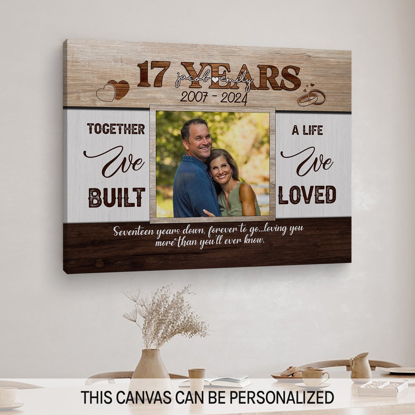 17 Years - Personalized 17 Year Anniversary gift For Husband or Wife - Custom Canvas Print - MyMindfulGifts