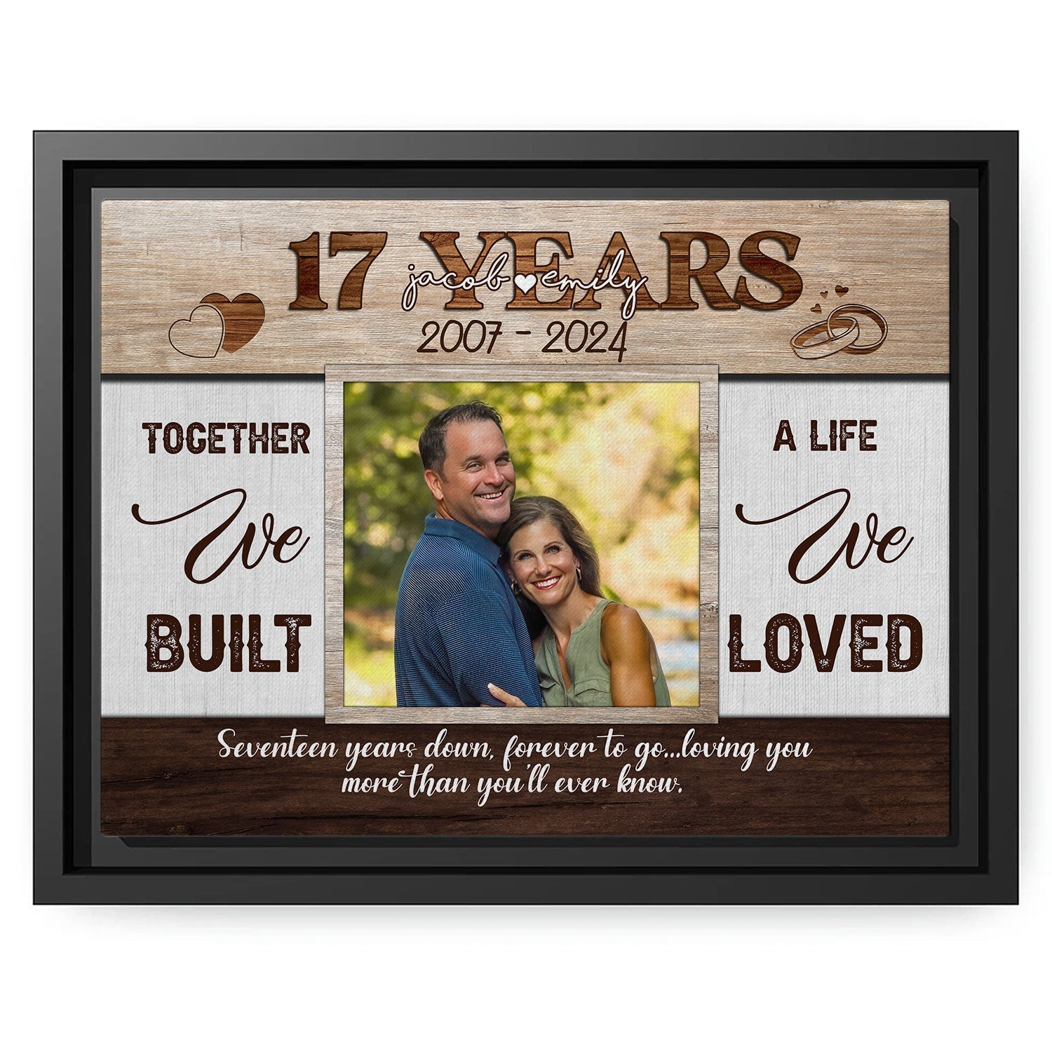 17 Years - Personalized 17 Year Anniversary gift For Husband or Wife - Custom Canvas Print - MyMindfulGifts