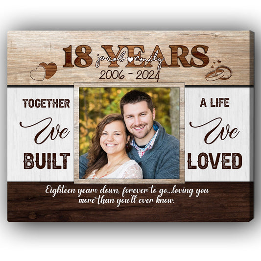 18 Years - Personalized 18 Year Anniversary gift For Husband or Wife - Custom Canvas Print - MyMindfulGifts