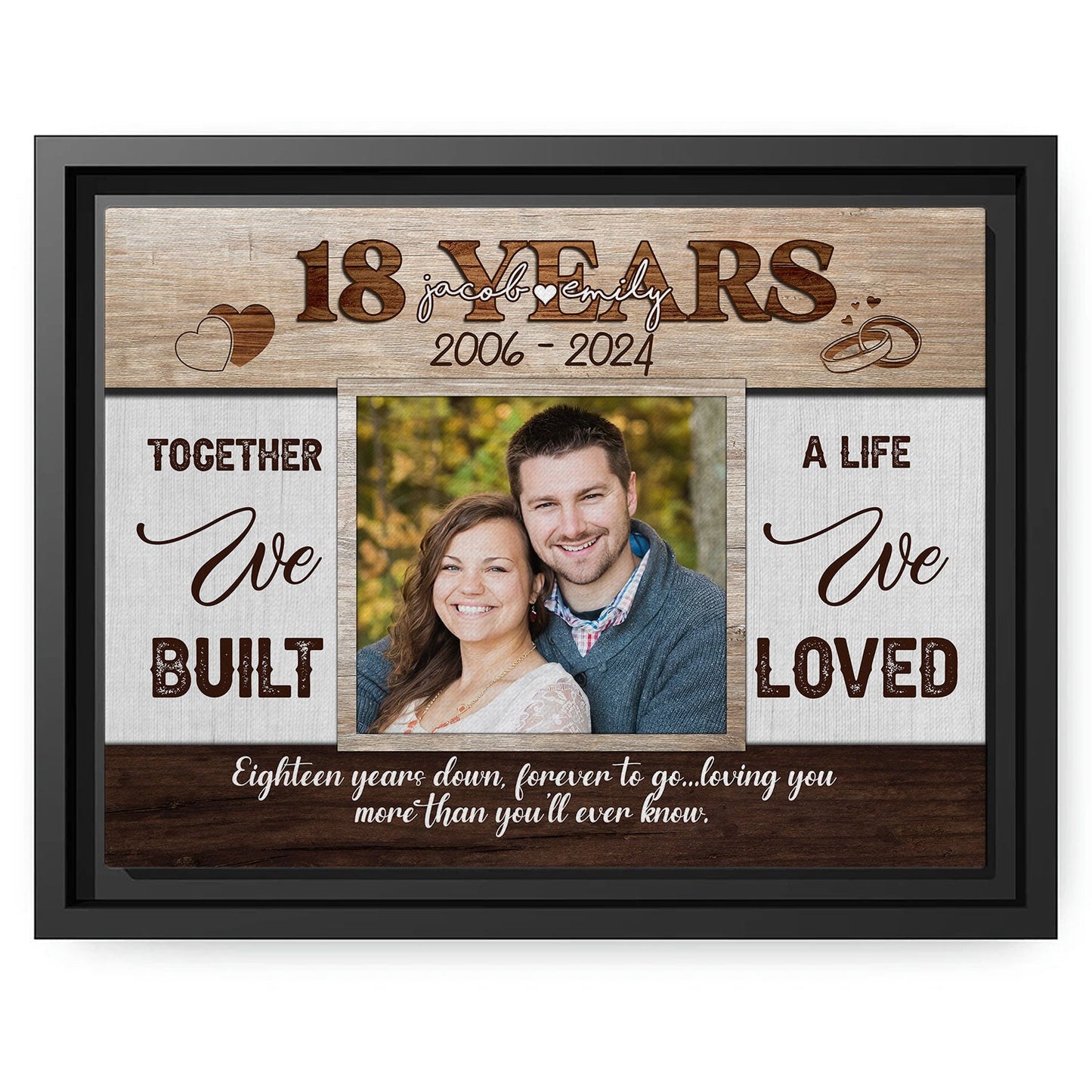 18 Years - Personalized 18 Year Anniversary gift For Husband or Wife - Custom Canvas Print - MyMindfulGifts