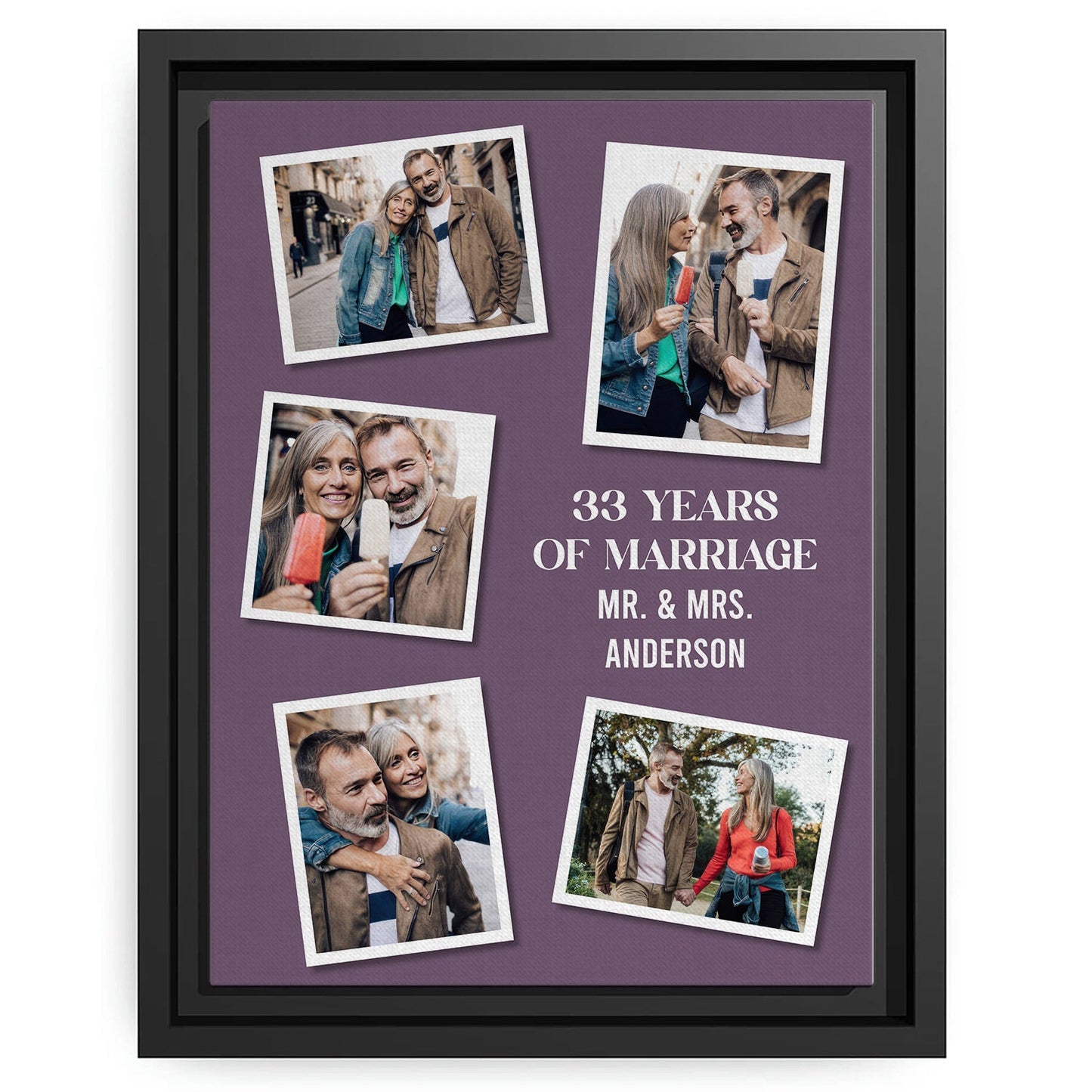 33 Years Of Marriage - Personalized 33 Year Anniversary gift For Parents - Custom Canvas Print - MyMindfulGifts
