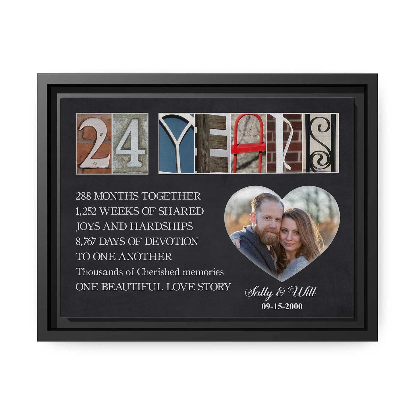 24 Years - Personalized 24 Year Anniversary gift For Parents - Custom Canvas Print - MyMindfulGifts