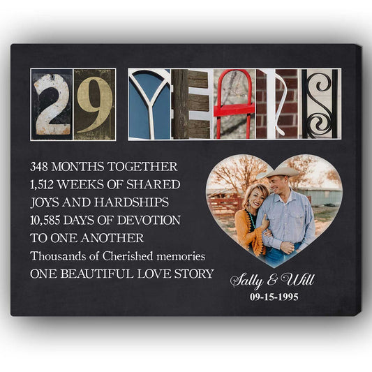 29 Years - Personalized 29 Year Anniversary gift For Parents, Husband or Wife - Custom Canvas Print - MyMindfulGifts