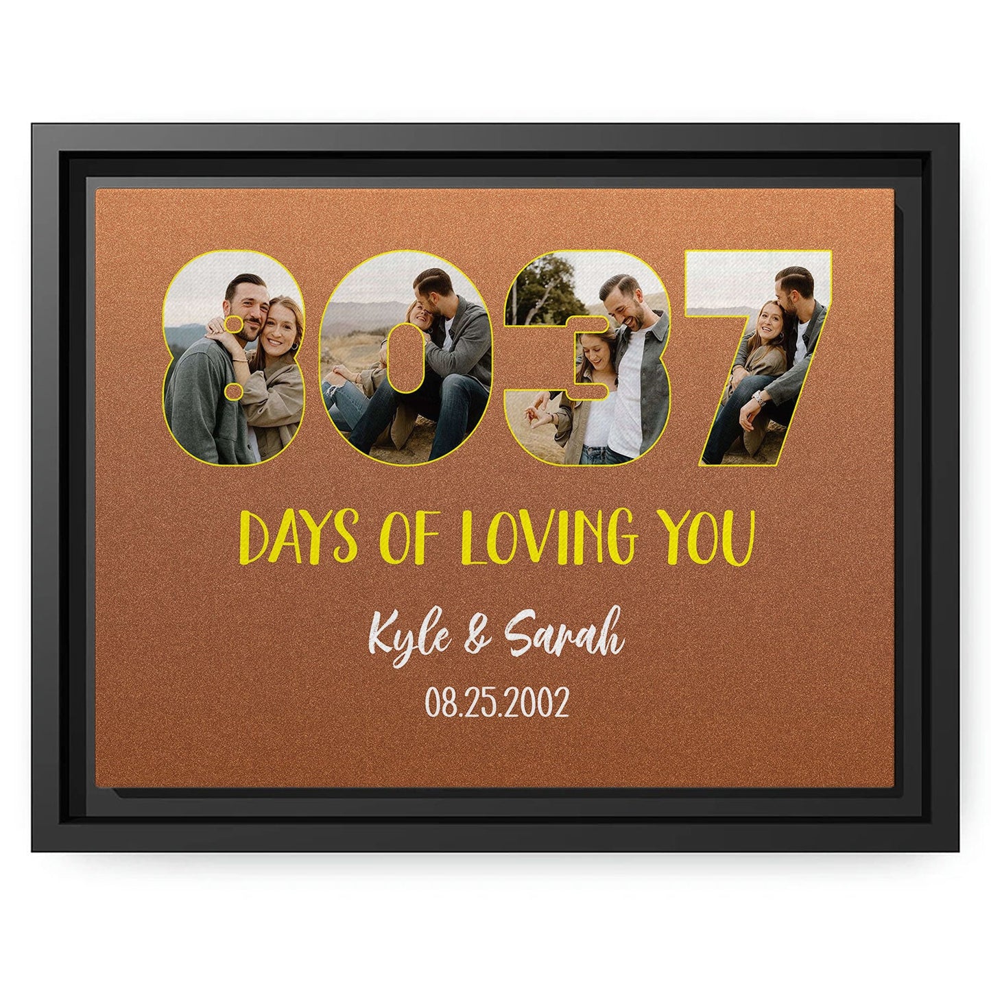 8037 Days Of Loving You - Personalized 22 Year Anniversary gift For Husband or Wife - Custom Canvas Print - MyMindfulGifts