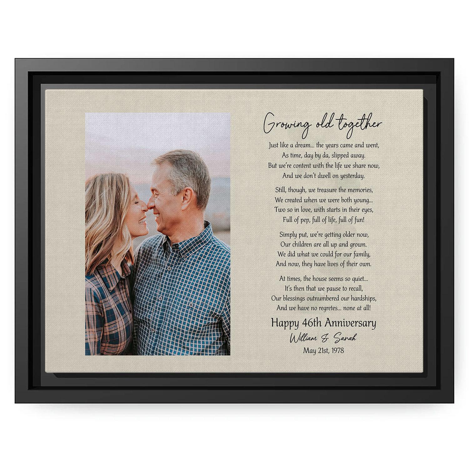 Growing Old Together - Personalized 46 Year Anniversary gift For Husband or Wife - Custom Canvas Print - MyMindfulGifts