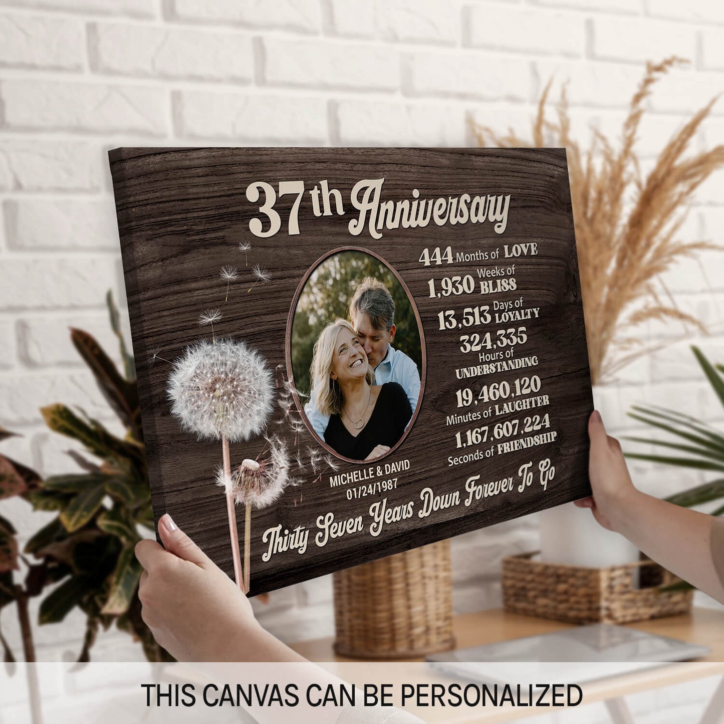 37th Anniversary - Personalized 37 Year Anniversary gift For Parents, Husband or Wife - Custom Canvas Print - MyMindfulGifts