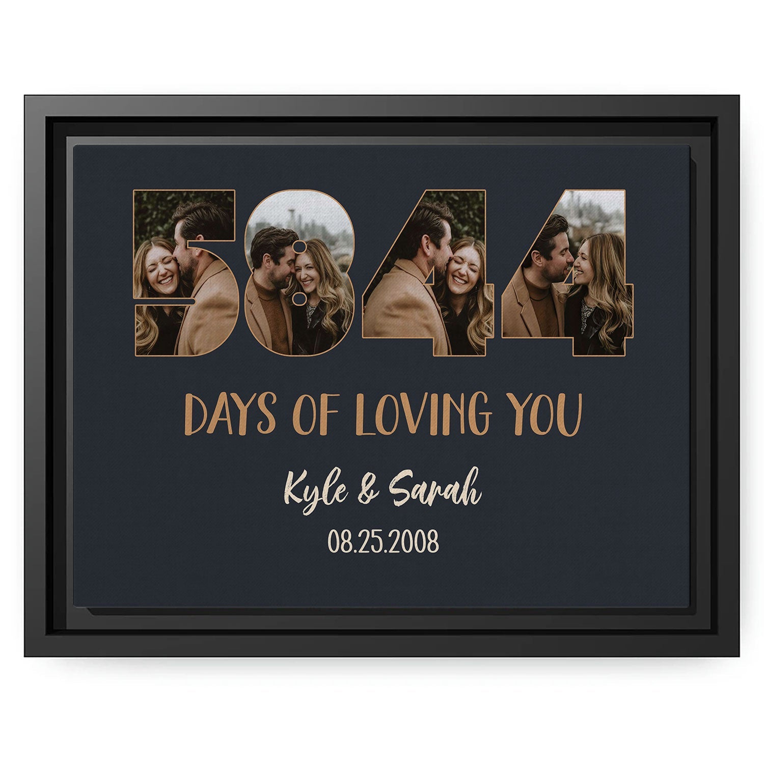 5844 Days Of Loving You - Personalized 16 Year Anniversary gift For Husband or Wife - Custom Canvas Print - MyMindfulGifts