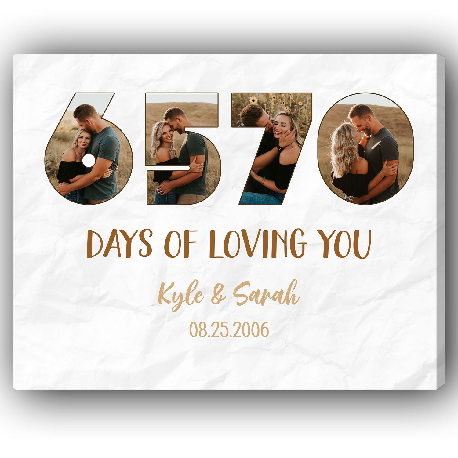 6570 Days Of Loving You - Personalized 18 Year Anniversary gift For Husband or Wife - Custom Canvas Print - MyMindfulGifts