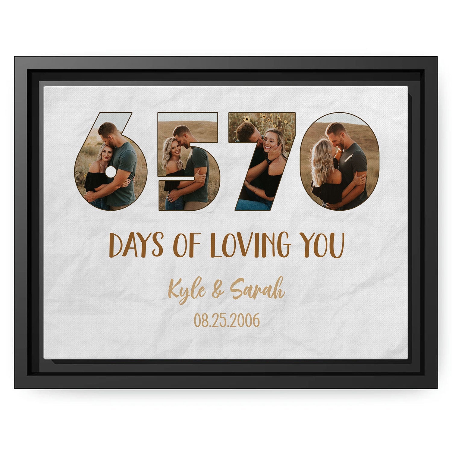 6570 Days Of Loving You - Personalized 18 Year Anniversary gift For Husband or Wife - Custom Canvas Print - MyMindfulGifts