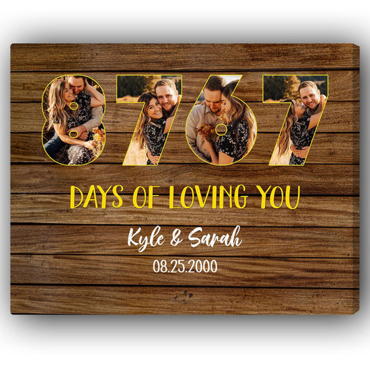 8767 Days Of Loving You - Personalized 24 Year Anniversary gift For Husband or Wife - Custom Canvas Print - MyMindfulGifts