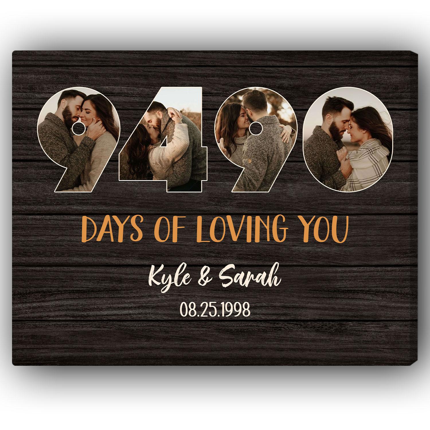 9490 Days Of Loving You - Personalized 26 Year Anniversary gift For Husband or Wife - Custom Canvas Print - MyMindfulGifts