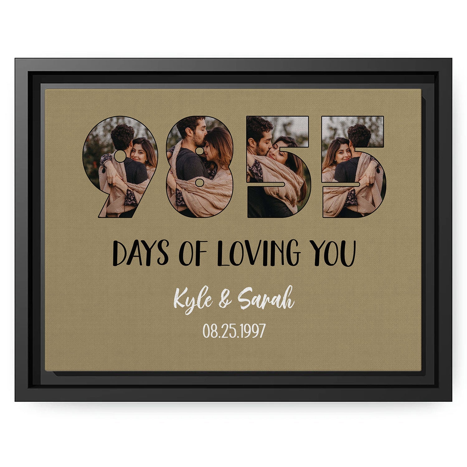 9855 Days Of Loving You - Personalized 27 Year Anniversary gift For Husband or Wife - Custom Canvas Print - MyMindfulGifts