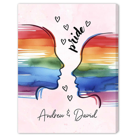 LGBT Pride Rainbow Couple - Personalized  gift For LGBT Couple - Custom Canvas Print - MyMindfulGifts