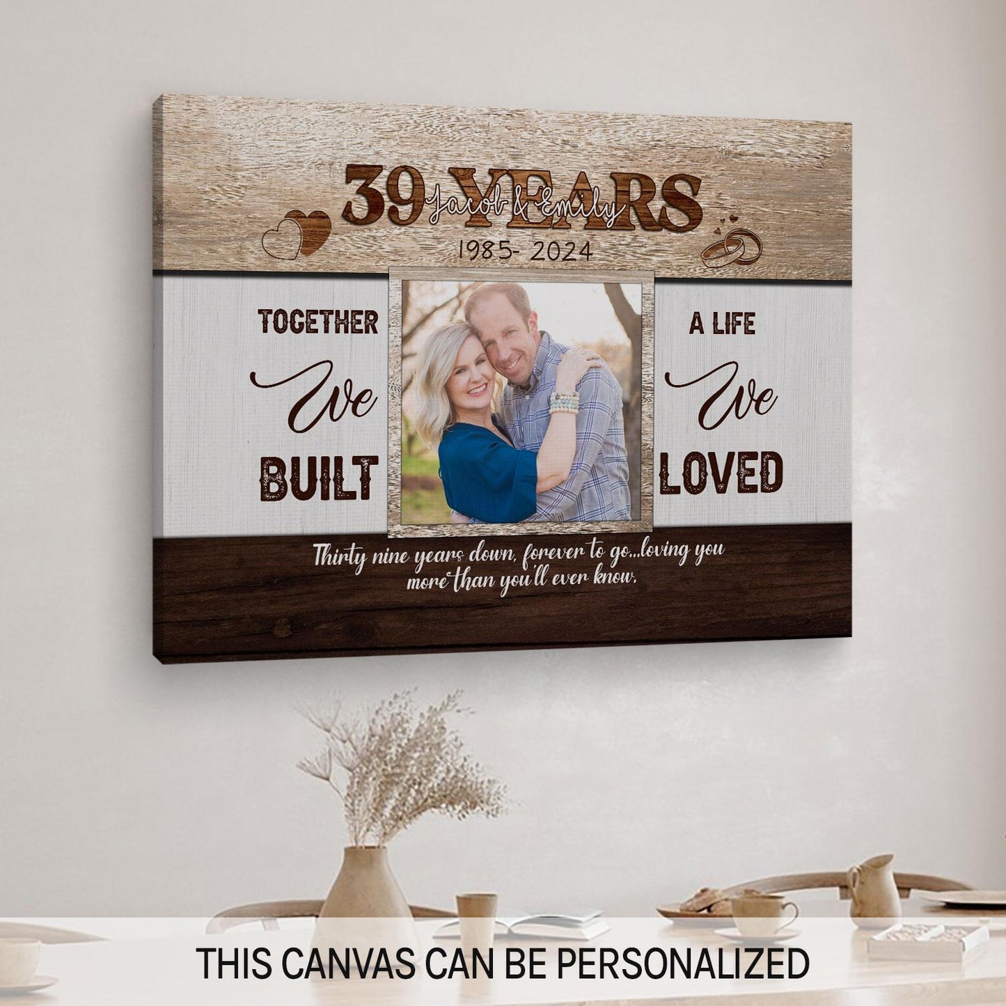 Thirty Nine Years Forever To Go - Personalized 39 Year Anniversary gift For Husband or Wife - Custom Canvas Print - MyMindfulGifts
