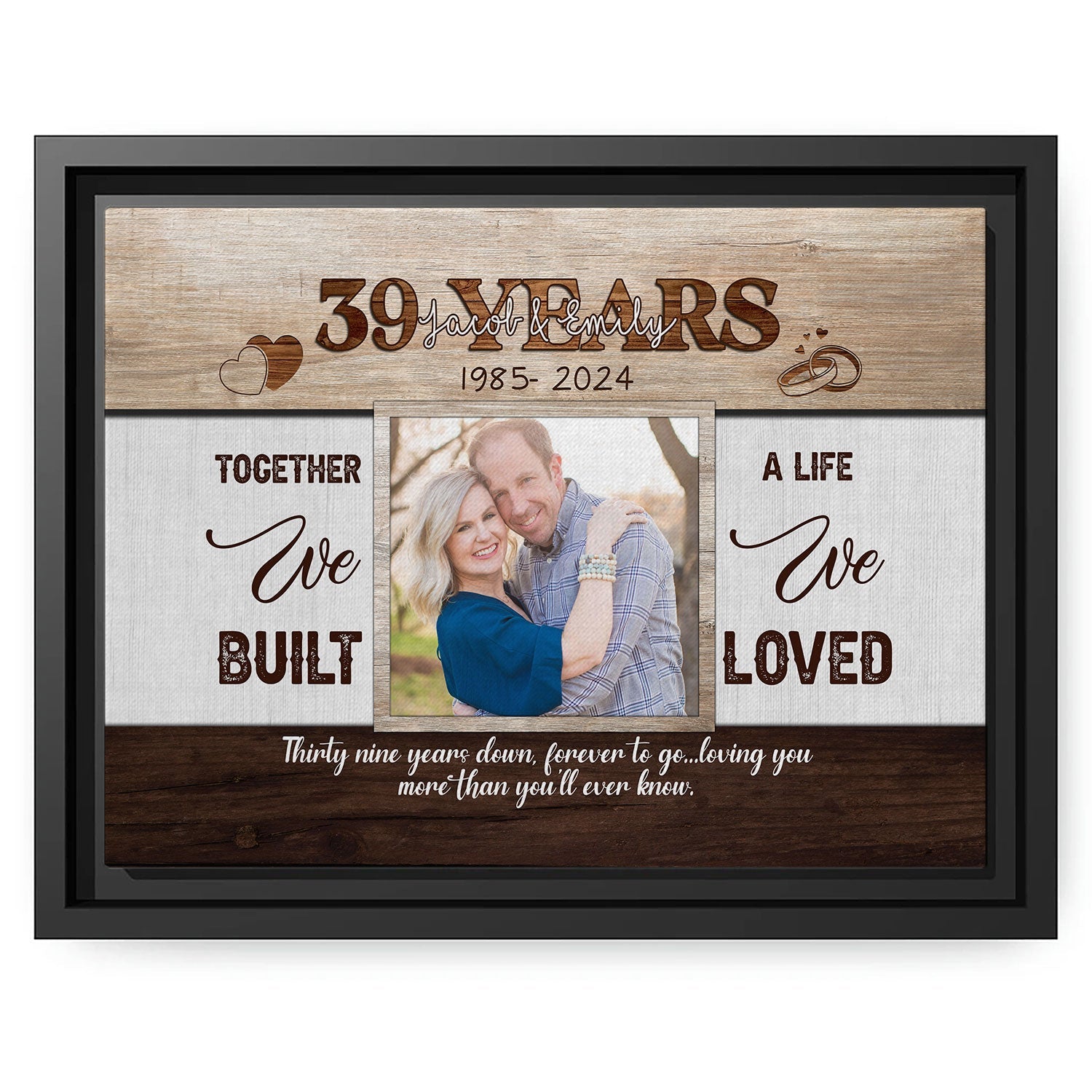 Thirty Nine Years Forever To Go - Personalized 39 Year Anniversary gift For Husband or Wife - Custom Canvas Print - MyMindfulGifts