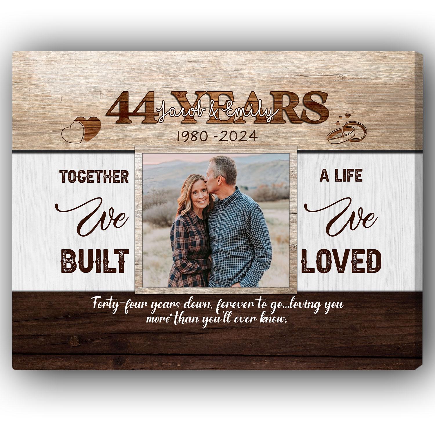 Forty-four Years Forever To Go - Personalized 44 Year Anniversary gift For Husband or Wife - Custom Canvas Print - MyMindfulGifts