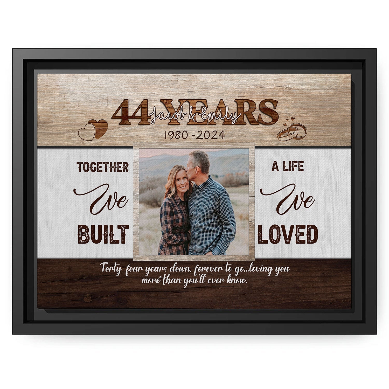 Forty-four Years Forever To Go - Personalized 44 Year Anniversary gift For Husband or Wife - Custom Canvas Print - MyMindfulGifts