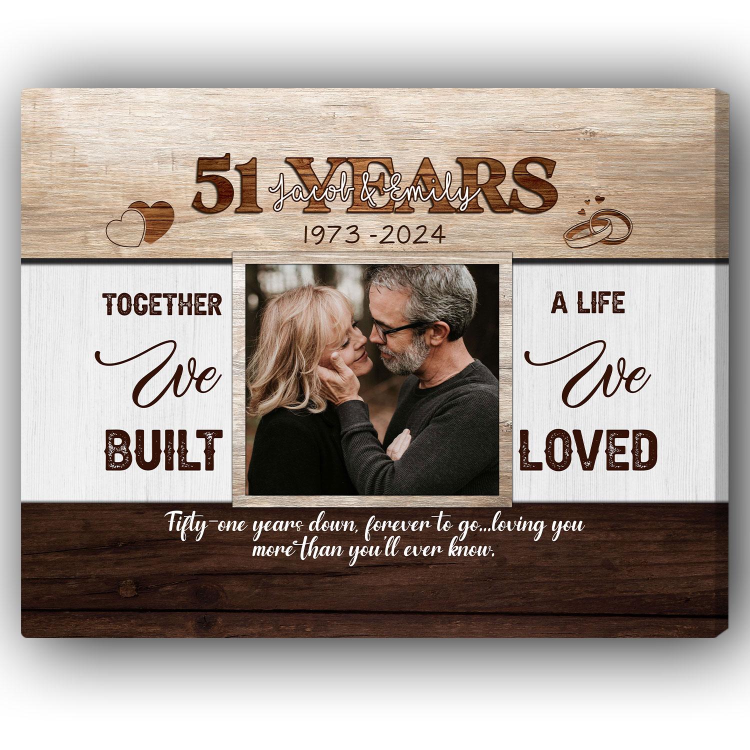 Fifty-one Years Forever To Go - Personalized 51 Year Anniversary gift For Husband or Wife - Custom Canvas Print - MyMindfulGifts