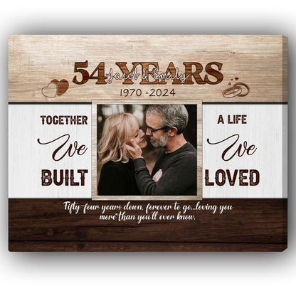 Fifty-four Years Forever To Go - Personalized 54 Year Anniversary gift For Husband or Wife - Custom Canvas Print - MyMindfulGifts
