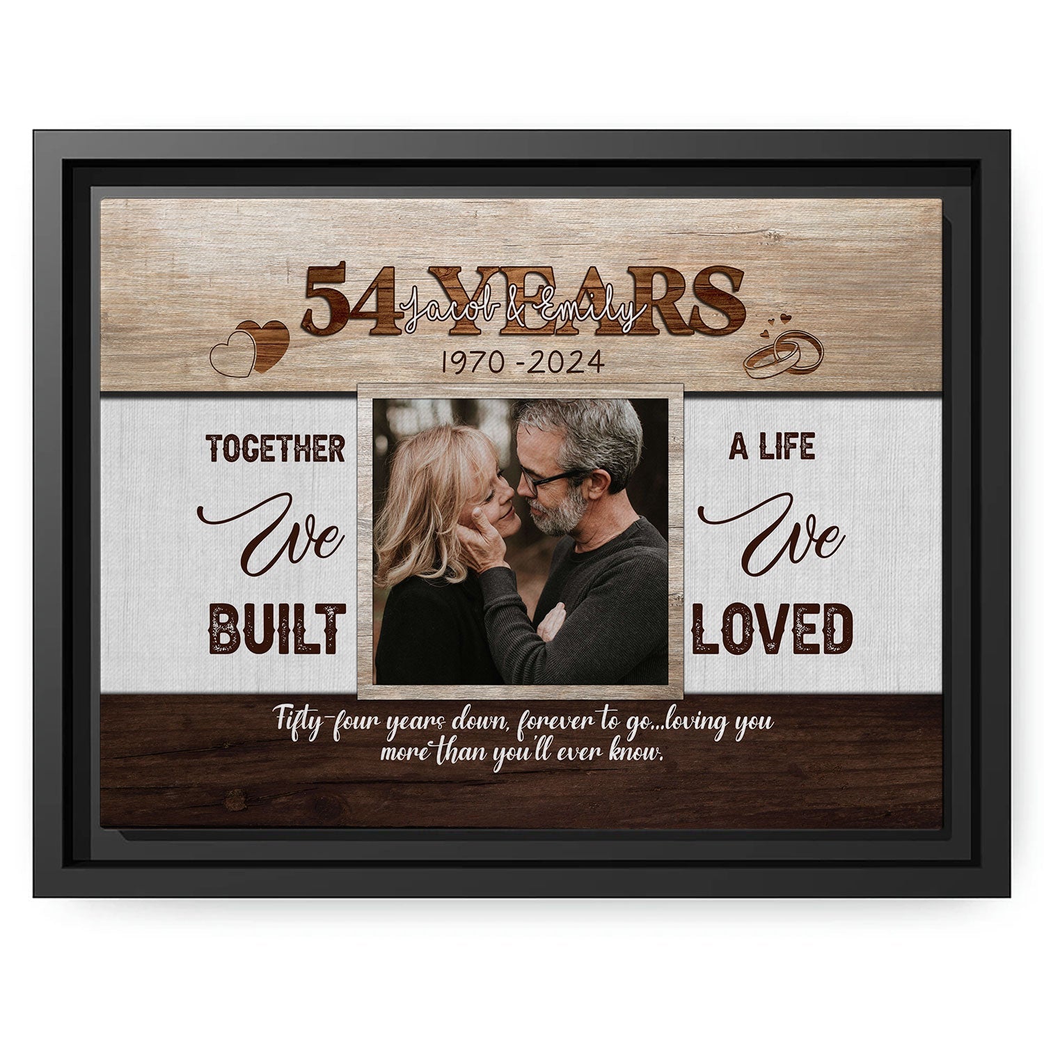 Fifty-four Years Forever To Go - Personalized 54 Year Anniversary gift For Husband or Wife - Custom Canvas Print - MyMindfulGifts