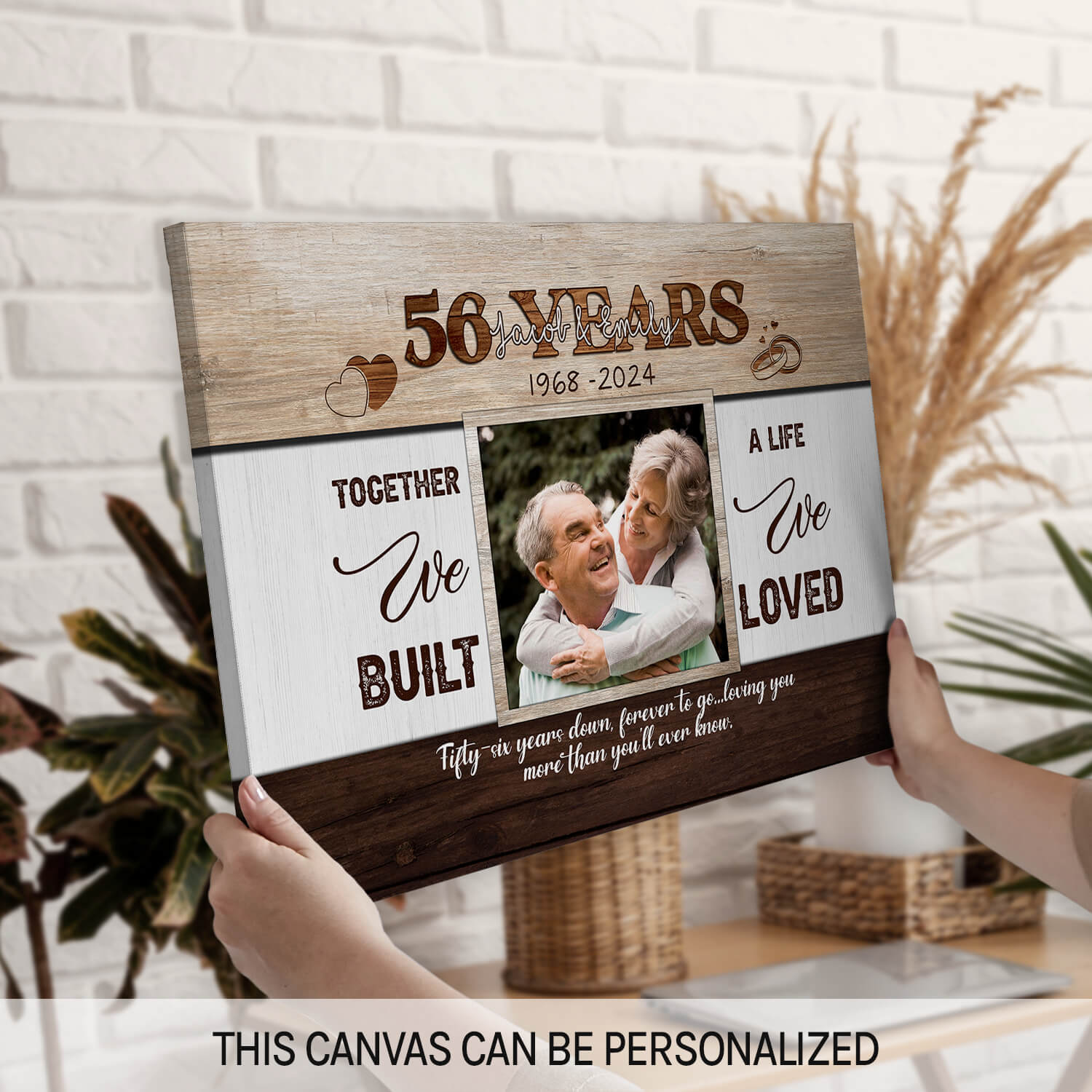 Fifty-six Years Forever To Go - Personalized 56 Year Anniversary gift For Husband or Wife - Custom Canvas Print - MyMindfulGifts
