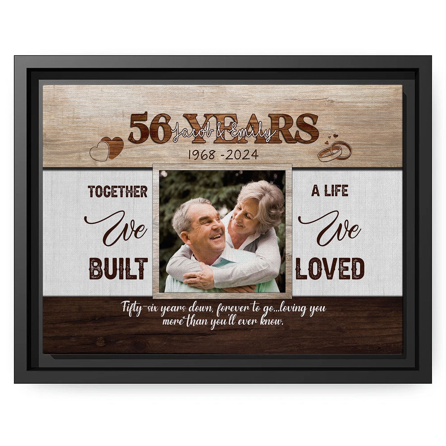Fifty-six Years Forever To Go - Personalized 56 Year Anniversary gift For Husband or Wife - Custom Canvas Print - MyMindfulGifts