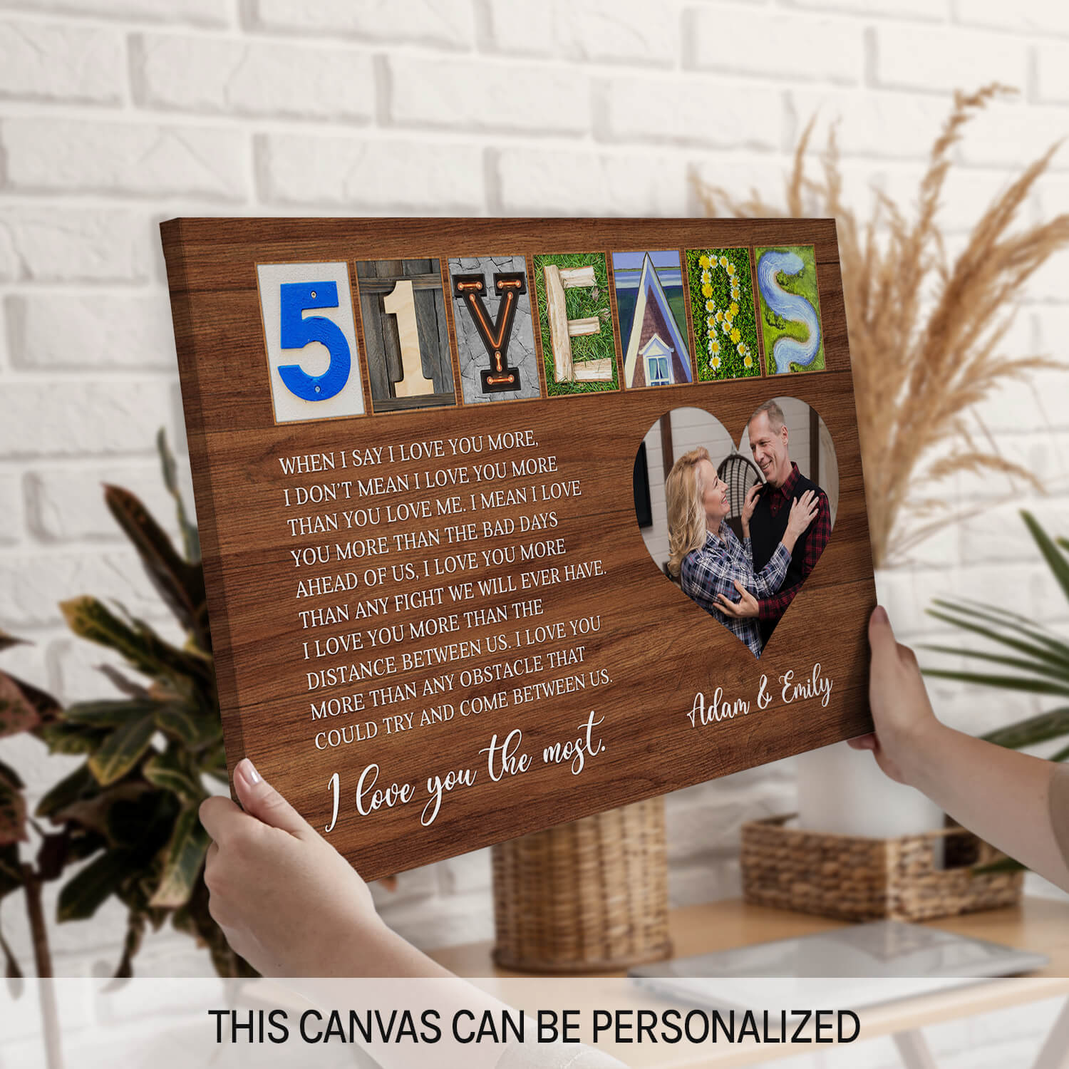 51 Years - Personalized 51 Year Anniversary gift For Husband or Wife - Custom Canvas Print - MyMindfulGifts