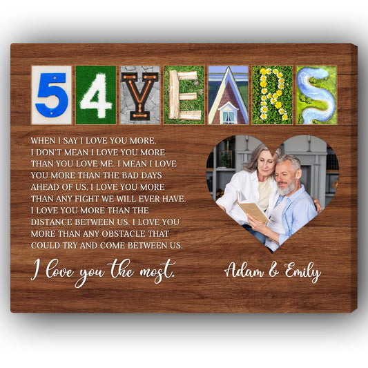 54 Years - Personalized 54 Year Anniversary gift For Husband or Wife - Custom Canvas Print - MyMindfulGifts