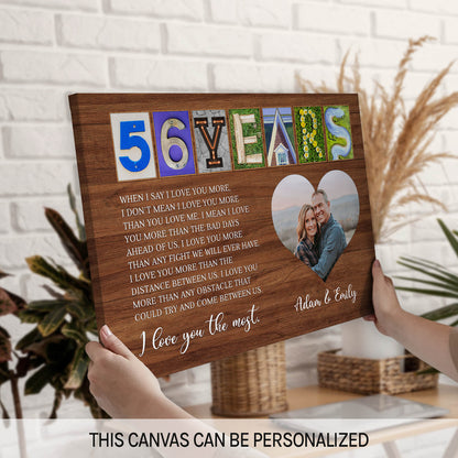 56 Years - Personalized 56 Year Anniversary gift For Husband or Wife - Custom Canvas Print - MyMindfulGifts